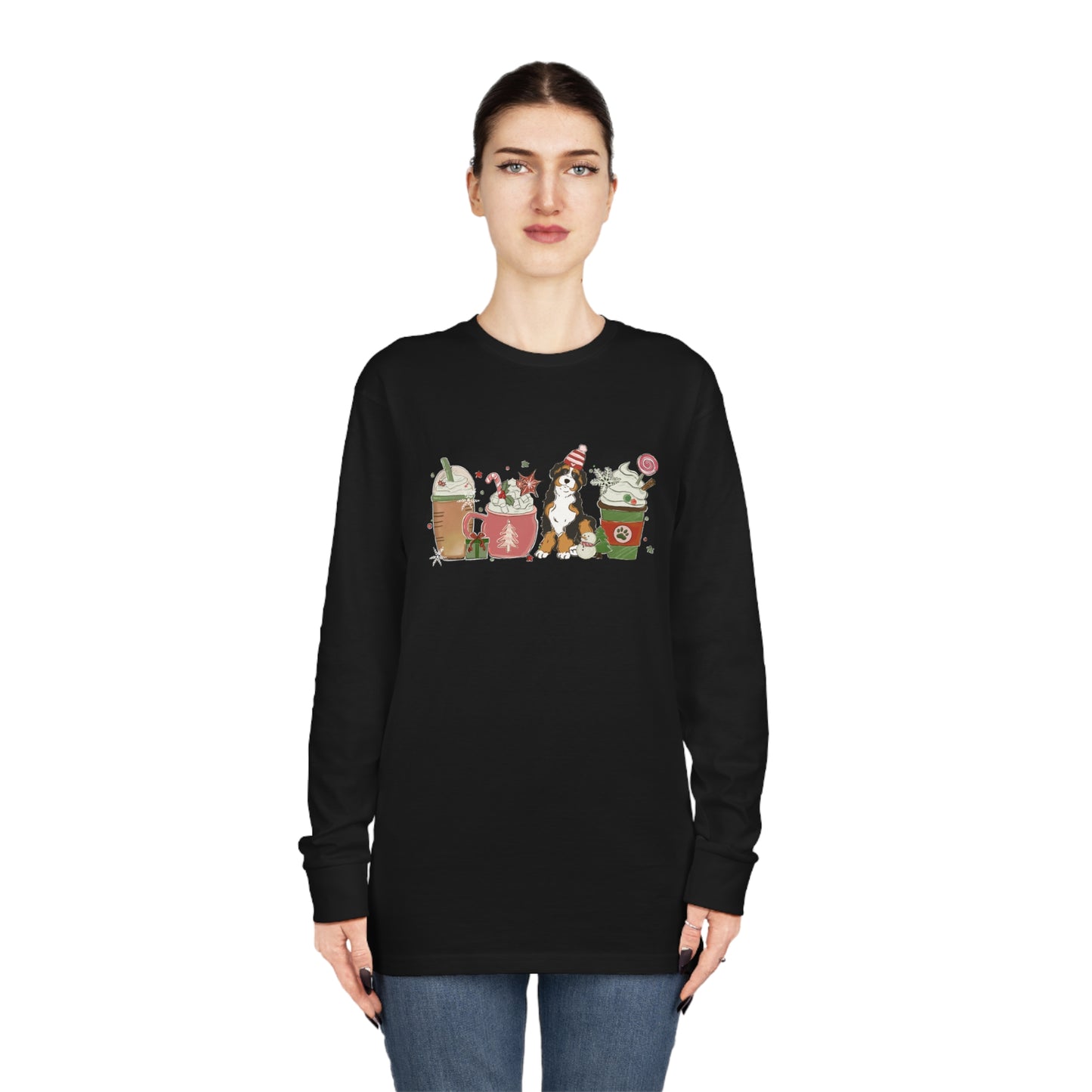 Australian Shepherd Dog Latte Christmas Long Sleeve Tee