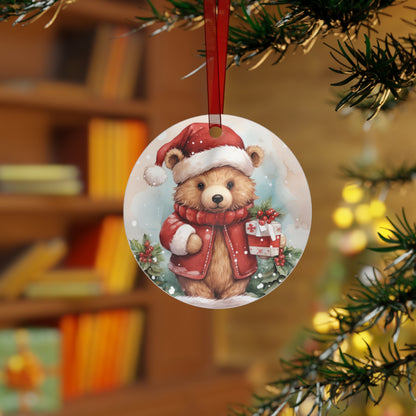 Bear in Red with Present Ornament