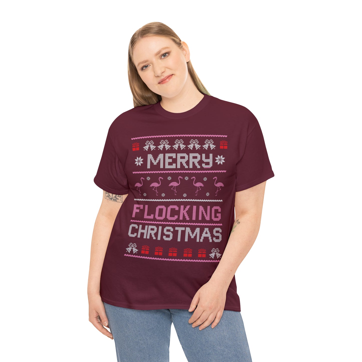 Merry Flocking Christmas Ugly Christmas Sweater Short Sleeve Tee