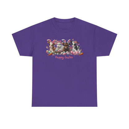 Easter Highland Cows with Rabbit Ears Short Sleeve Tshirt