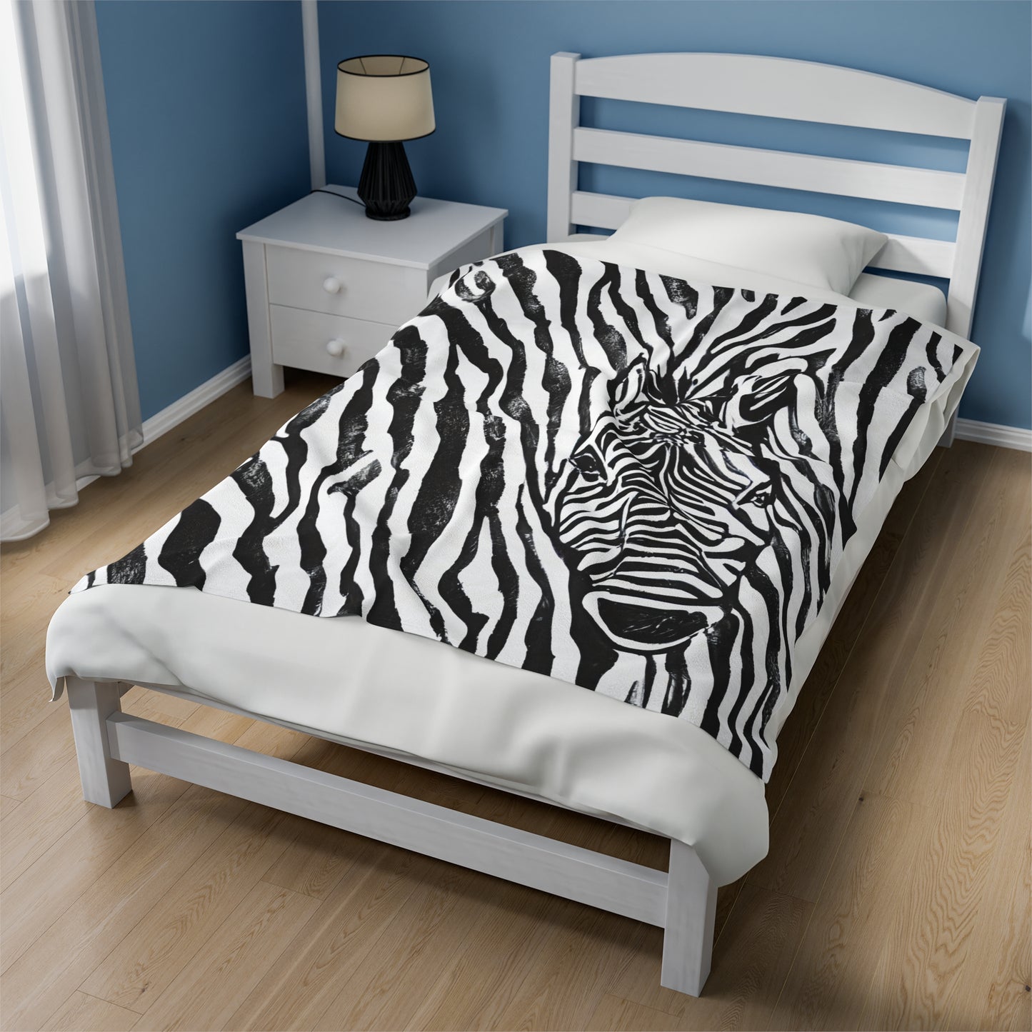 Zebra Print with Zebra Face Blanket