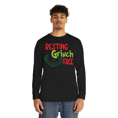 Resting Grinch Face Christmas Long Sleeve T-Shirt