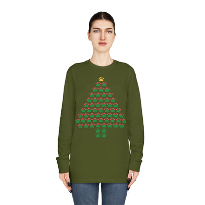 Pawprint Christmas Tree Ugly Sweater Long Sleeve T-shirt