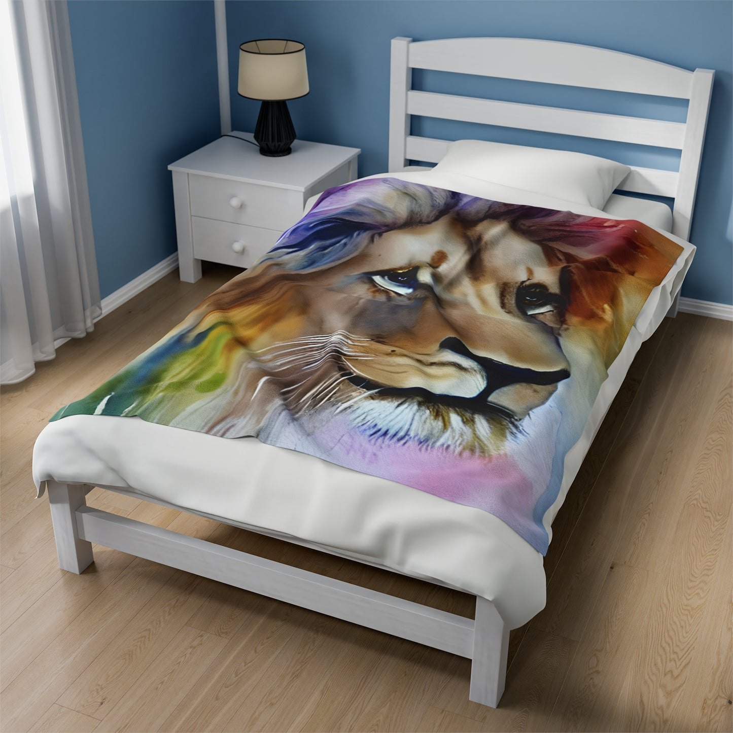 Lion Rainbow Head Blanket