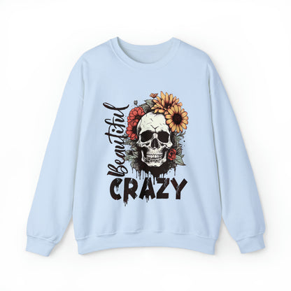 Beautiful Crazy Skull With Flowers Halloween Sweatshirt