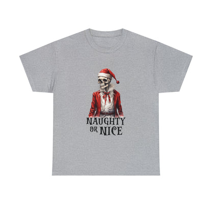 Naughty or Nice Skeleton Christmas Short Sleeve Tee