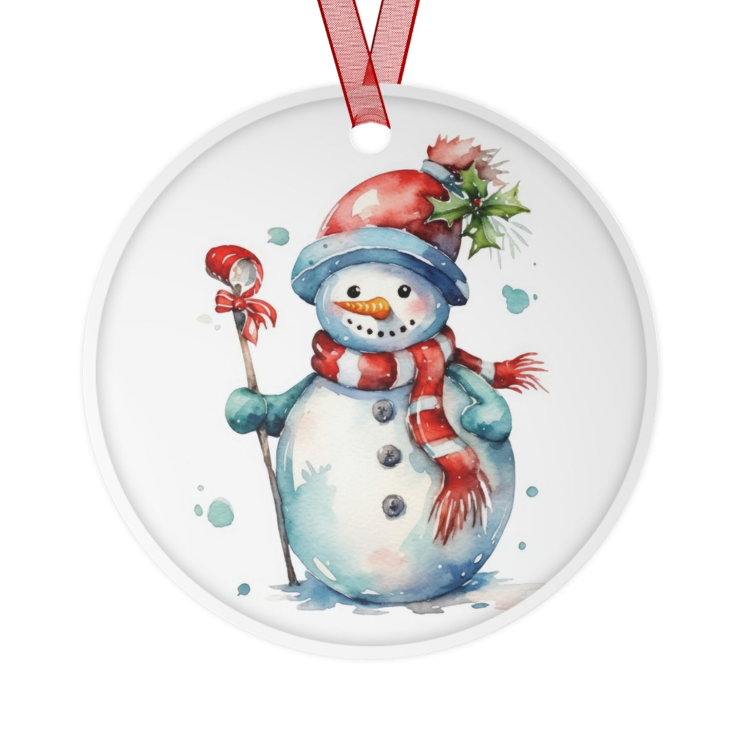 Snowman with Santa Hat Ornament