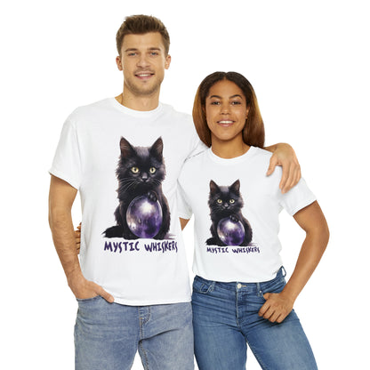 Mystic Whiskers Black Cat Halloween Short Sleeve Tee