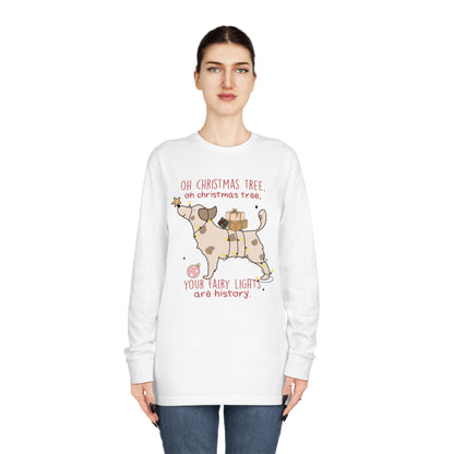 Oh Christmas Tree Your Fairy Lights Are History Dog Long Sleeve T-shirt