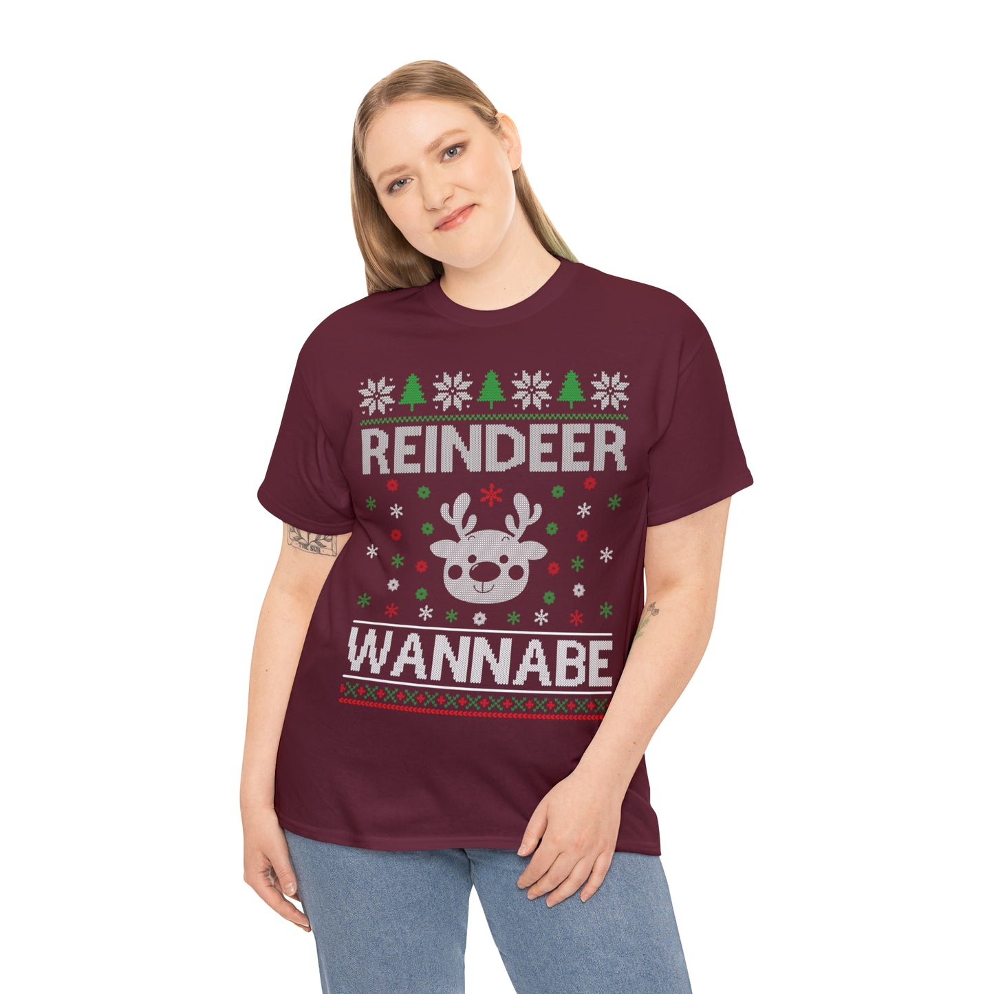 Reindeer Wannabe Christmas Ugly Sweater Short Sleeve Tee