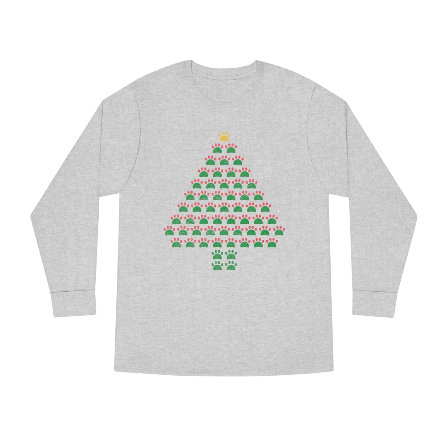 Pawprint Christmas Tree Ugly Sweater Long Sleeve T-shirt