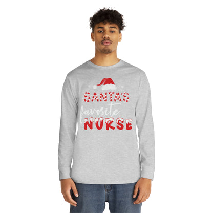 Santa's Favorite Nurse Christmas Long Sleeve Tee