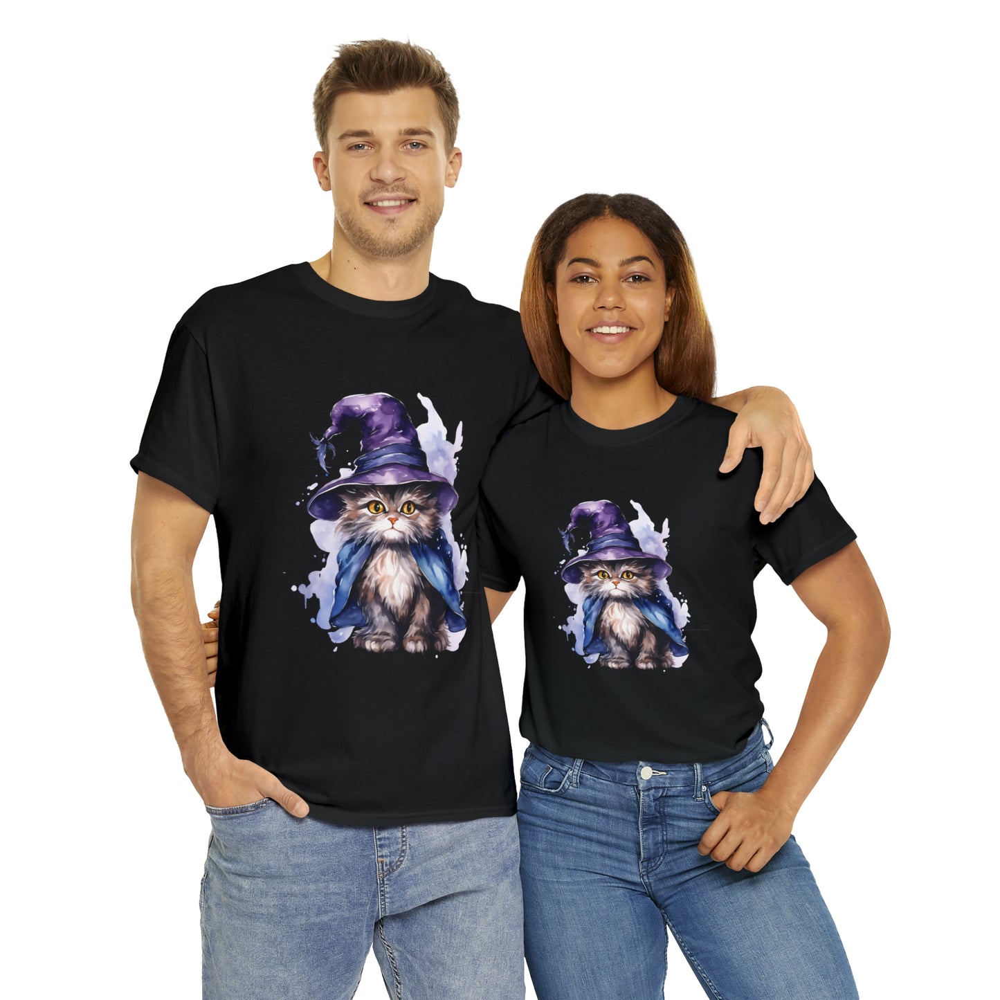 Witch Wizard Cat Halloween Short Sleeve Tee