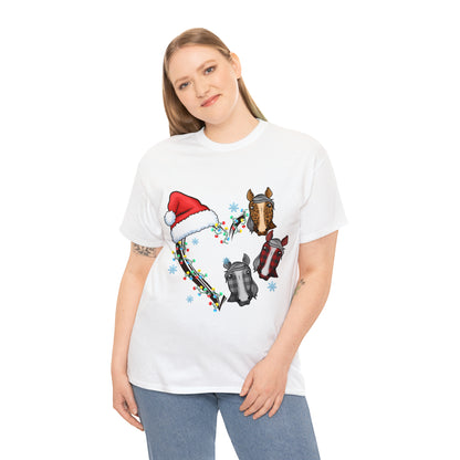 Horse Heart Wreath Christmas Short Sleeve Tee