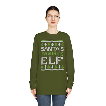 Santa's Favorite Elf Ugly Christmas Sweater Long Sleeve T-shirt