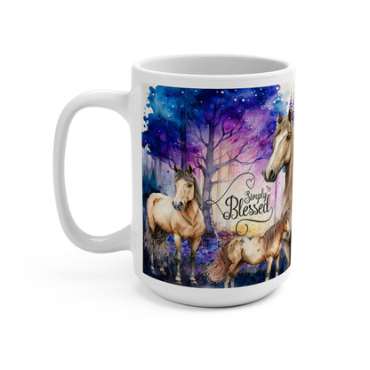 Simply Blessed White Horses Mug 15oz