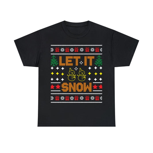 Let It Snow Snowmen Christmas Ugly Sweater Short Sleeve Tee