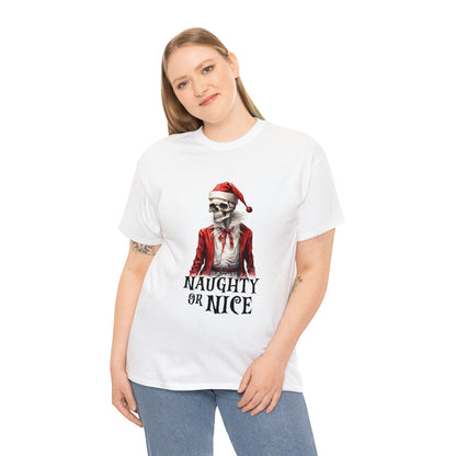 Naughty or Nice Skeleton Christmas Short Sleeve Tee