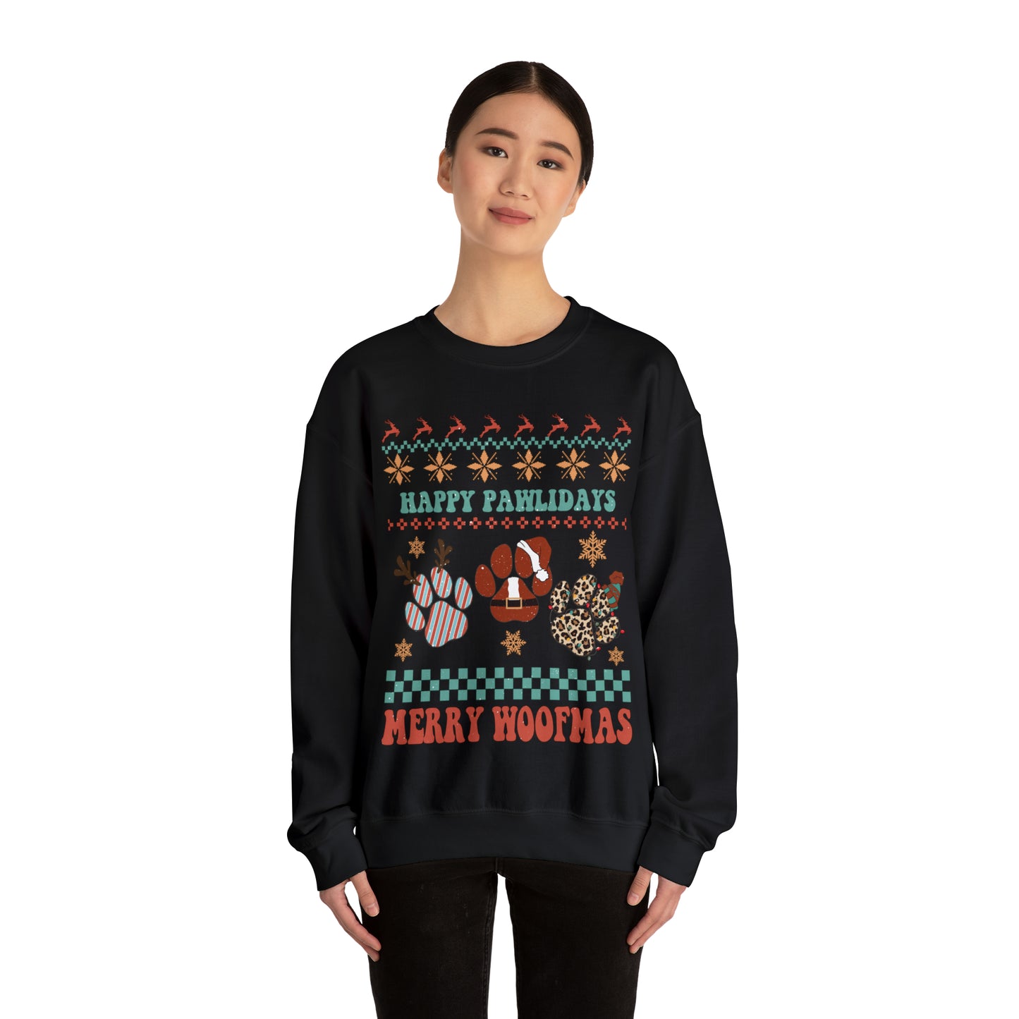 Happy Pawlidays Merry Woofmas Christmas Ugly Sweater Sweatshirt