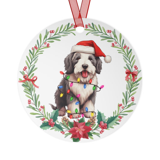 Old English Sheepdog Dog in Lights Ornament