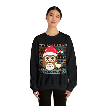 Owl in Santa Hat Ugly Christmas Sweater Sweatshirt