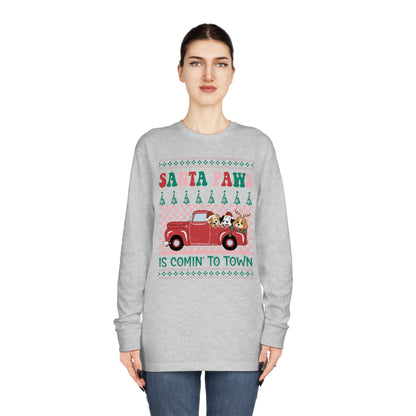 Santa Paws is Comin' to Town Christmas Ugly Sweater Long Sleeve Tee