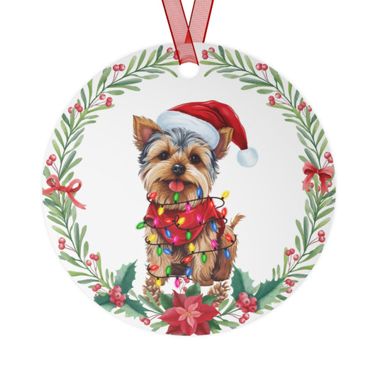 Yorkshire Terrier Dog in Lights Ornament