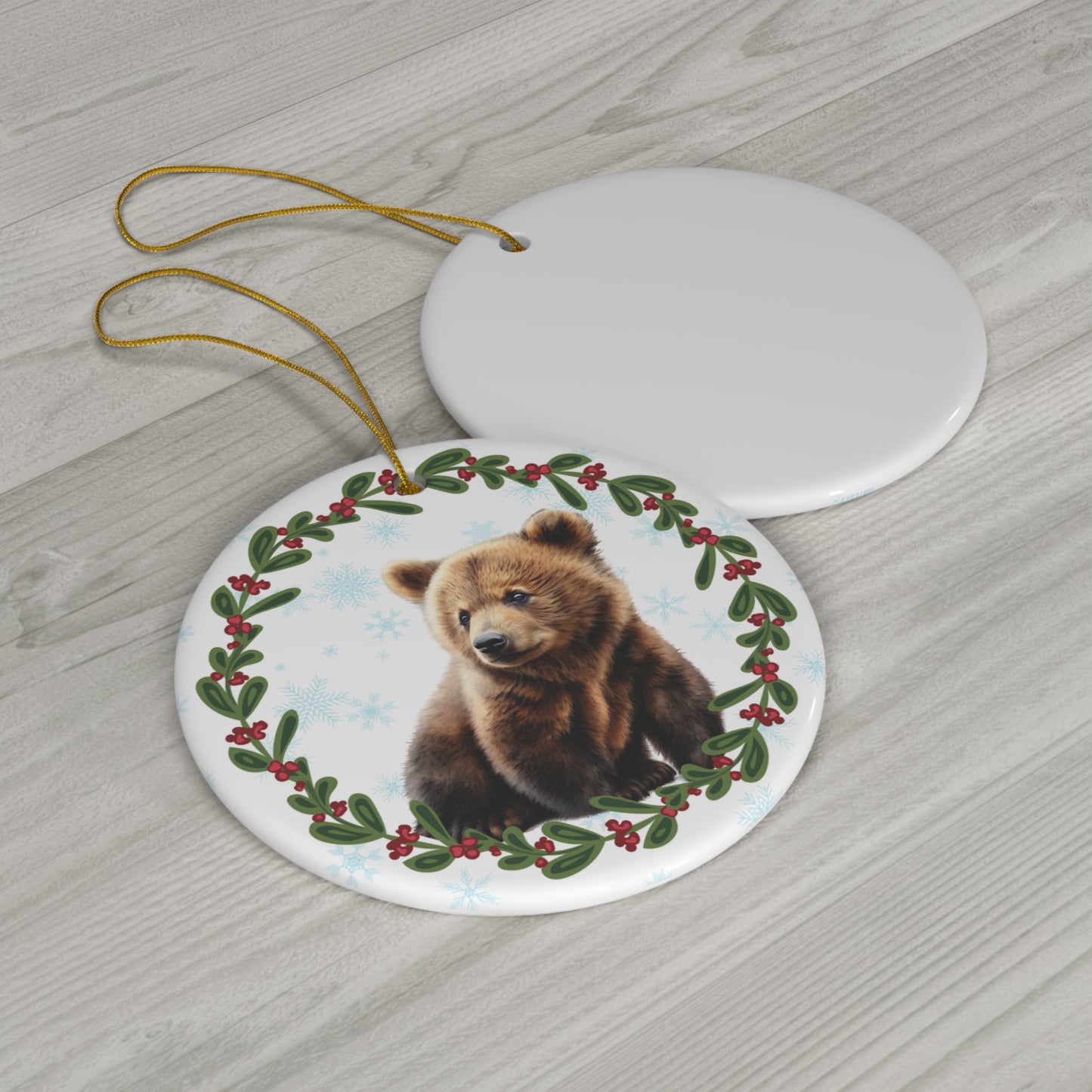 Bear Christmas Ceramic Ornament