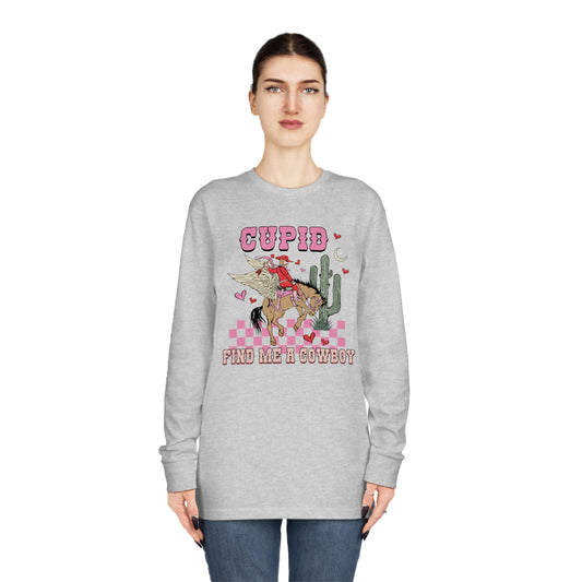 Cupid Find Me a Cowboy Valentine Long Sleeve T-shirt