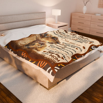 To My Son Lion Hearted Love Soft Velveteen Minky Blanket From Mom Throw Gift