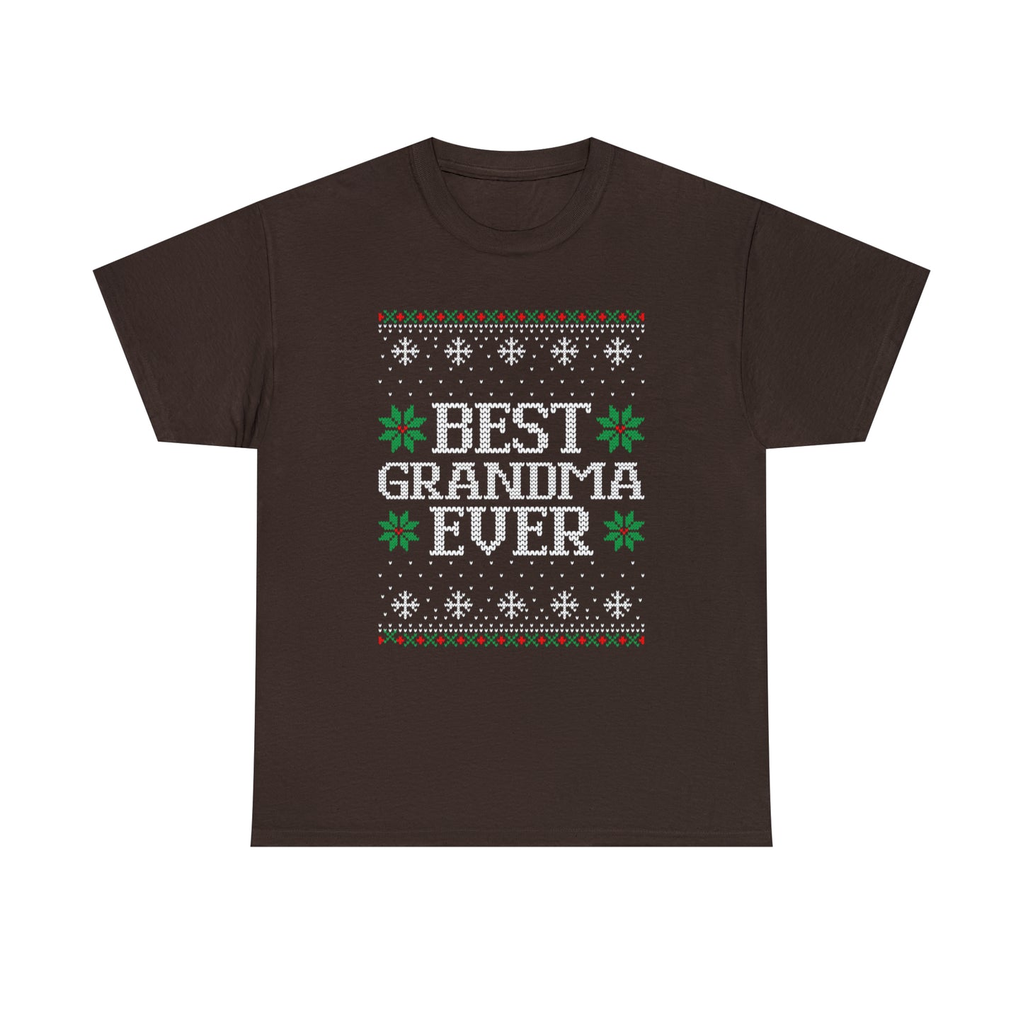 Best Grandma Ever Christmas Ugly Sweater Short Sleeve Tee