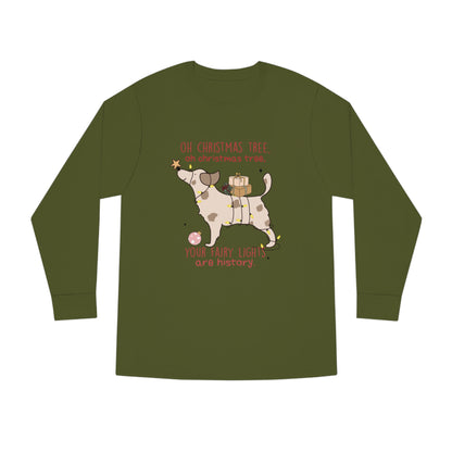 Oh Christmas Tree Your Fairy Lights Are History Dog Long Sleeve T-shirt