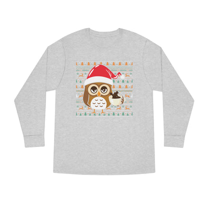Owl in Santa Hat Ugly Christmas Sweater Long Sleeve T-shirt