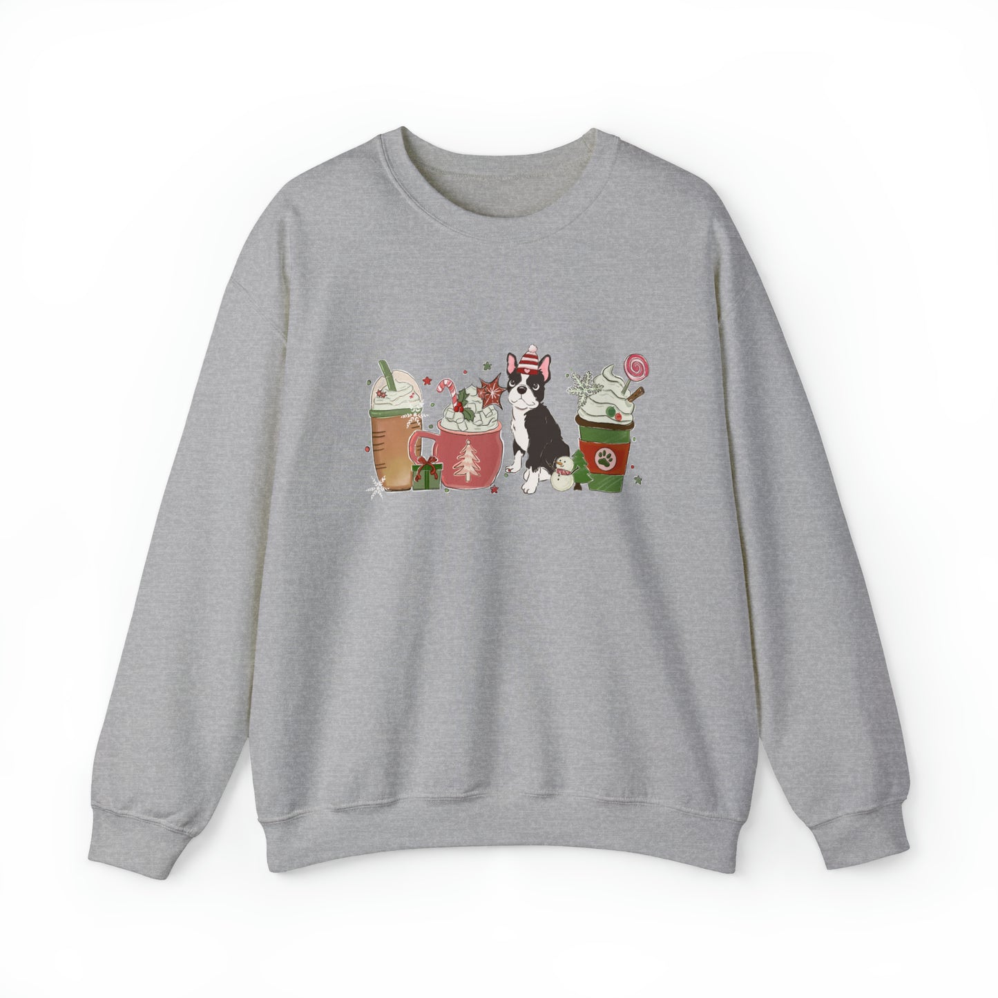 Boston Terrier Dog Latte Christmas Sweatshirt