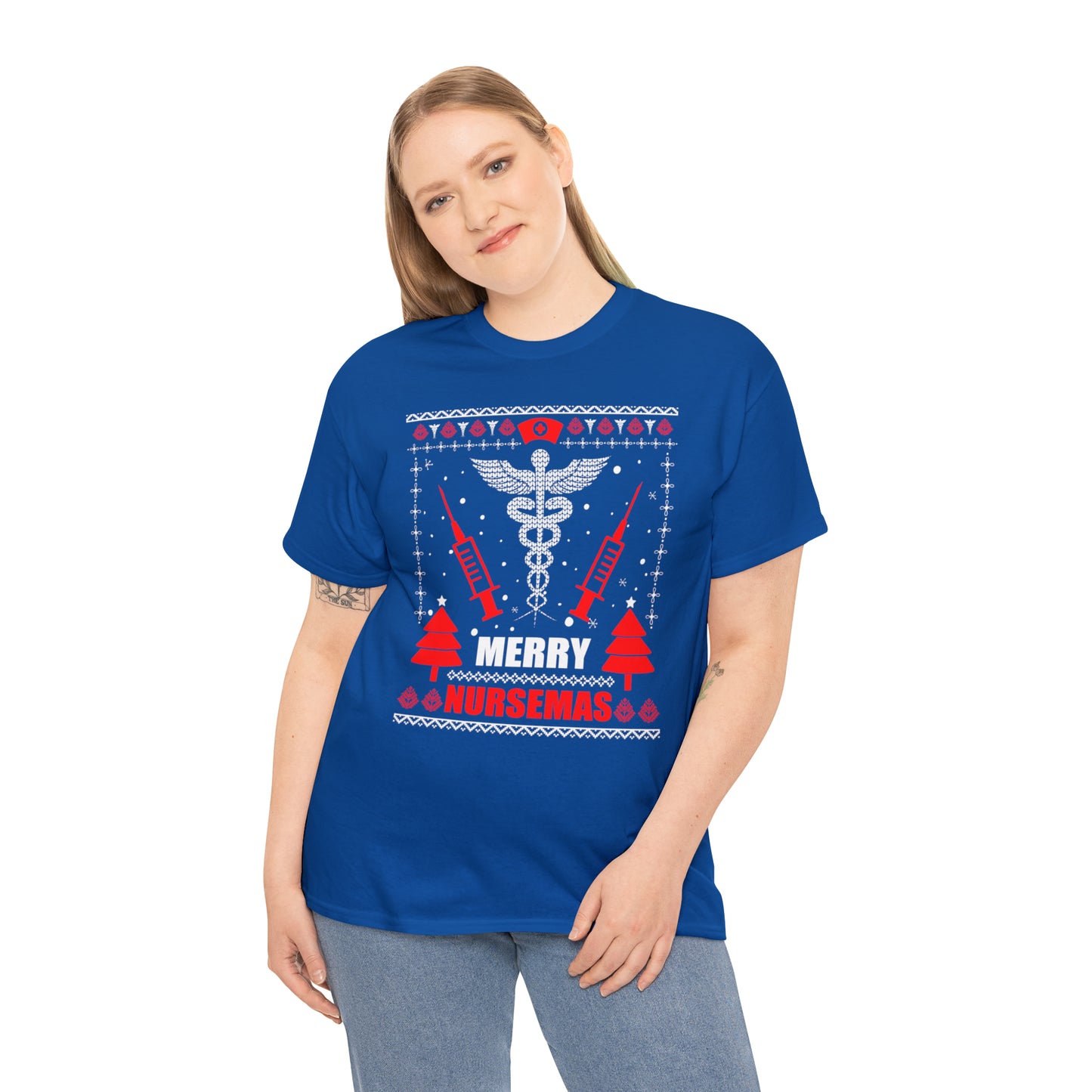 Merry Nursemas Ugly Christmas Sweater Short Sleeve Tee