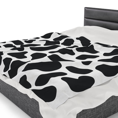 Black White Cow Print Plush Blanket