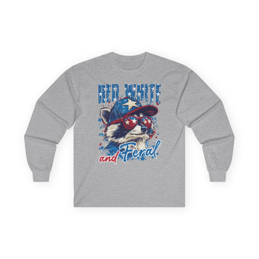 Red White And Feral Long Sleeve T-Shirt