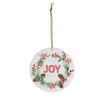 Joy Wreath Christmas Ceramic Ornament