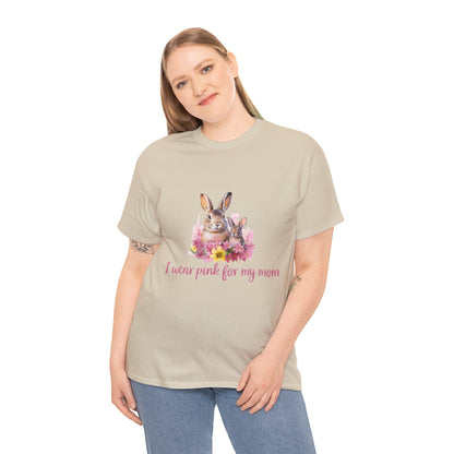 I Wear Pink For My Mom Rabbit Breast Cancer Short Sleeve Tee