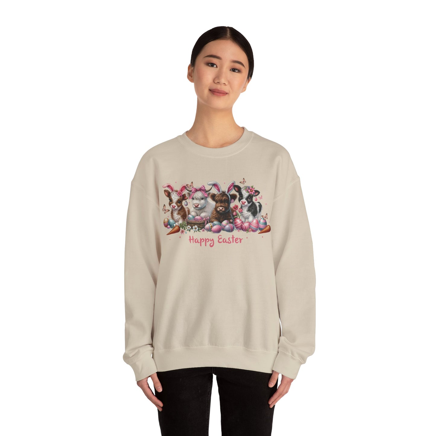 Easter Highland Cows with Bunny Ears Sweatshirt