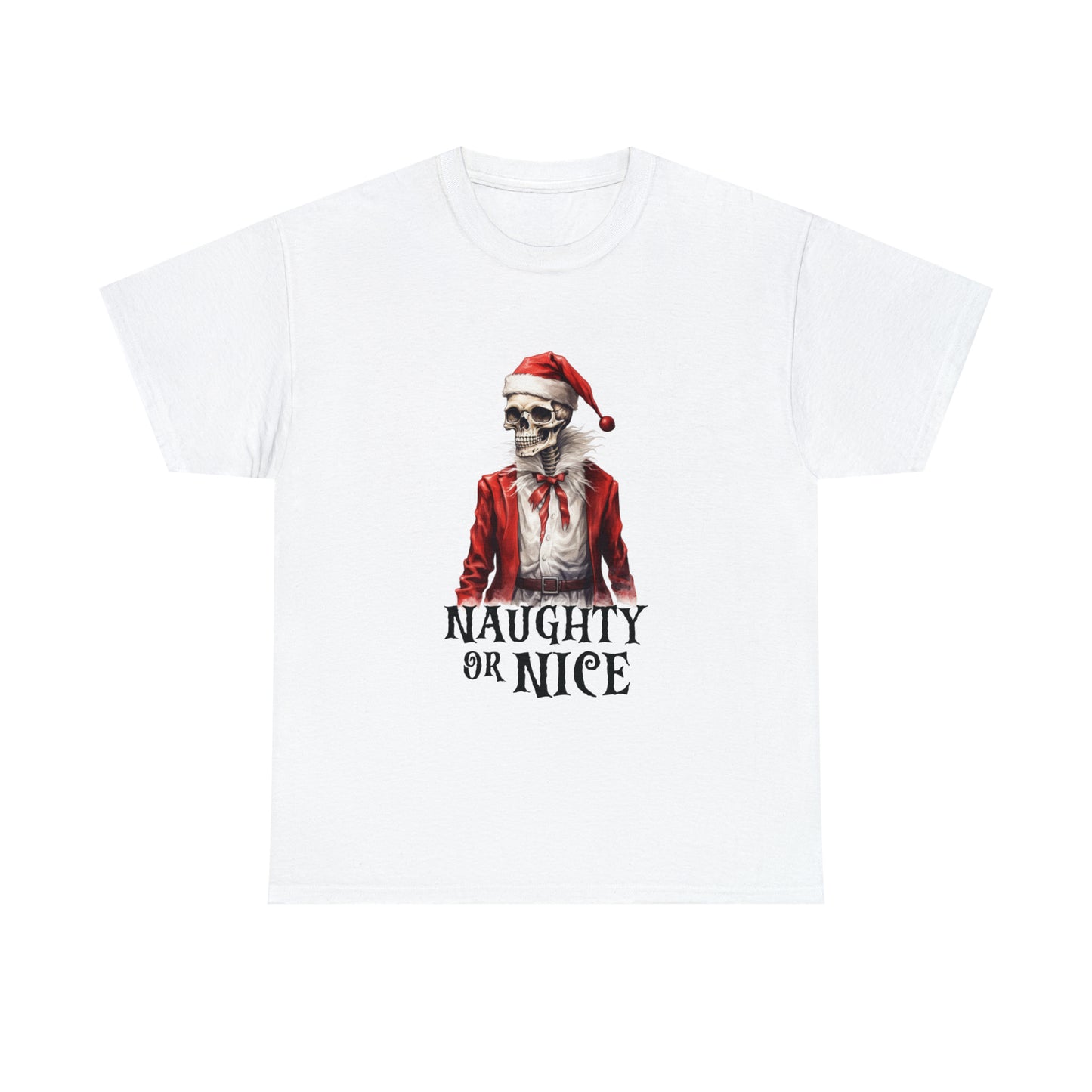 Naughty or Nice Skeleton Christmas Short Sleeve Tee