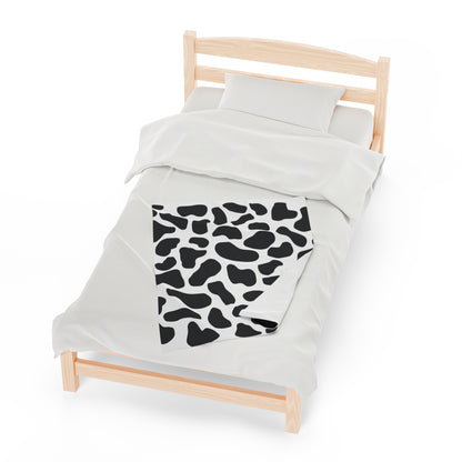 Black White Cow Print Plush Blanket