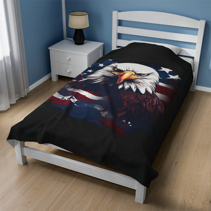 Eagle Head with American Flag Blanket