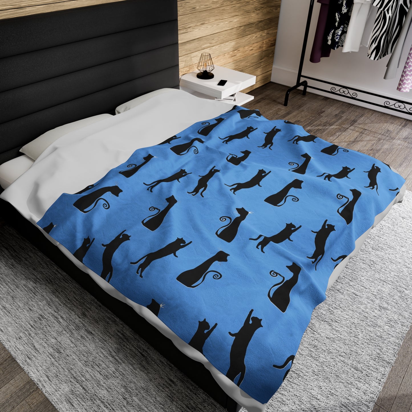 Black Cats on Blue Blanket