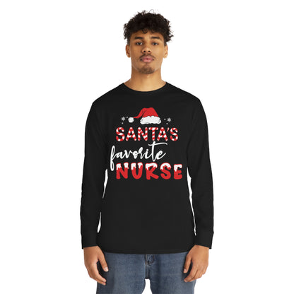 Santa's Favorite Nurse Christmas Long Sleeve Tee