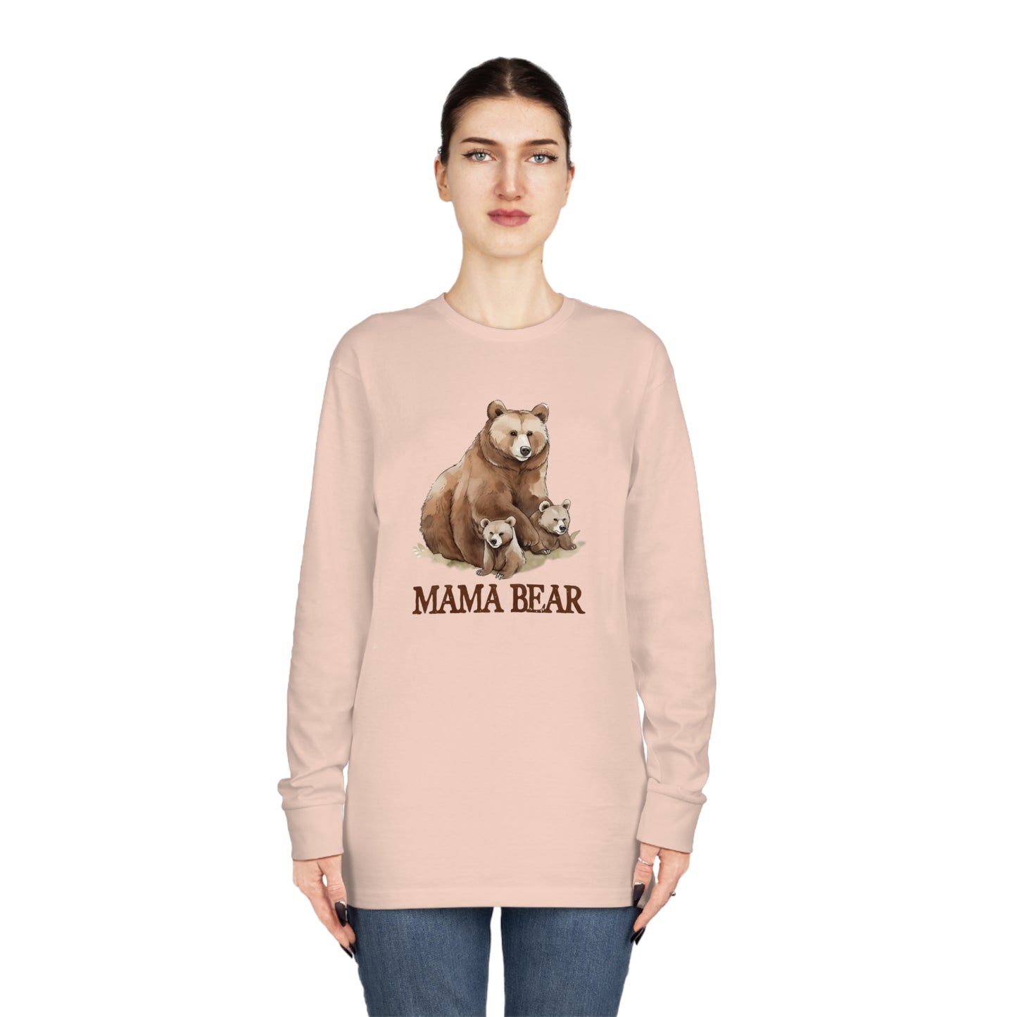 Mama Bear Grizzly Bear with Cubs Long Sleeve T-shirt