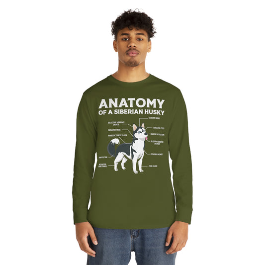 Anatomy of a Siberian Husky Dog Long Sleeve T-shirt