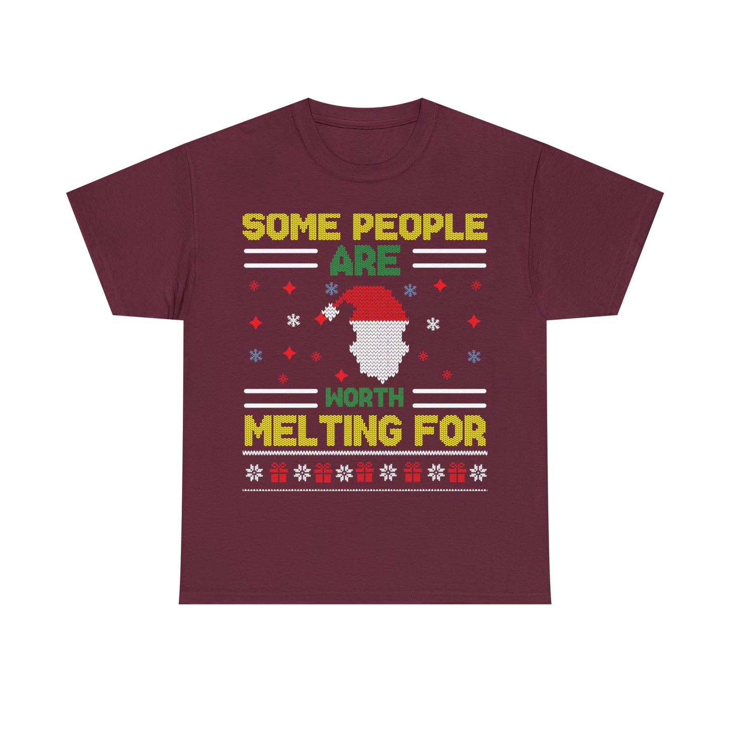 Some People Are Worth Melting For Christmas Ugly Sweater Short Sleeve Tee