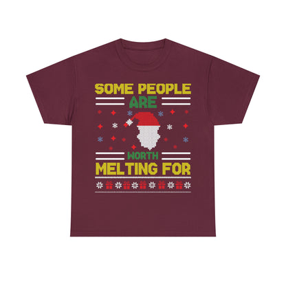 Some People Are Worth Melting For Christmas Ugly Sweater Short Sleeve Tee