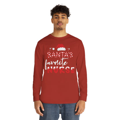 Santa's Favorite Nurse Christmas Long Sleeve Tee